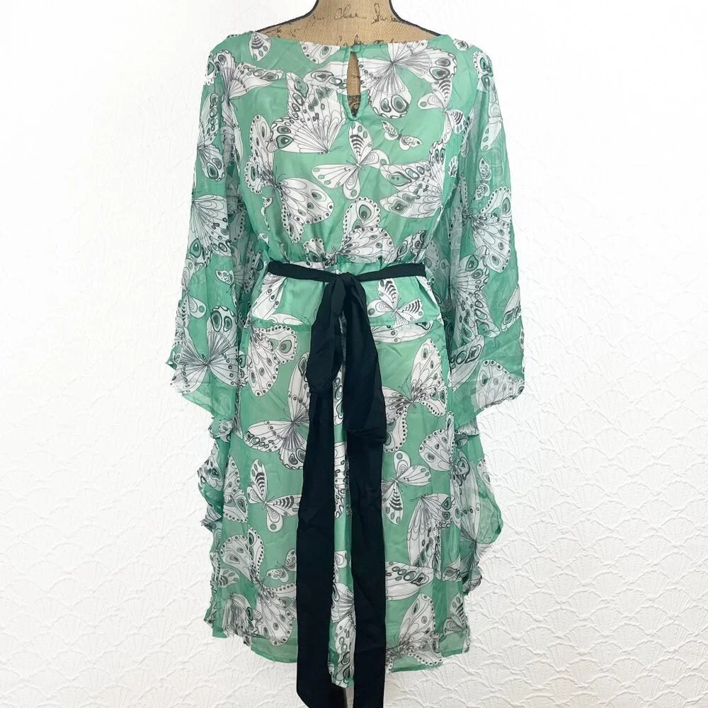 NWT Green Moth Print Mini Dress